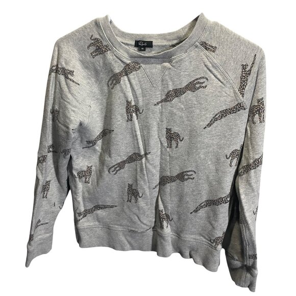 Rails XS Gray Leopard Print Sweatshirt Cotton Blend Casual - Picture 1 of 4